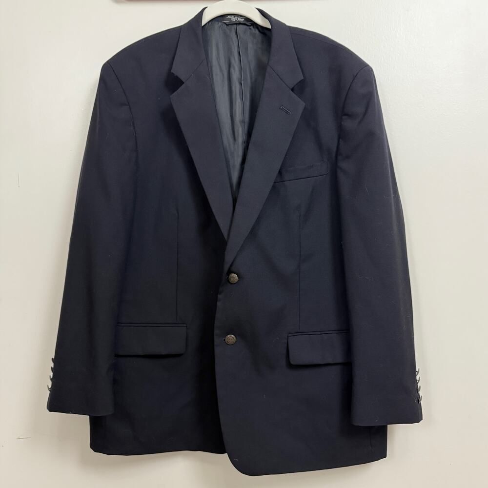 Meeting Street Traveler Sports Coat Mens 46R  Navy Blue 100%  Wool Blazer
